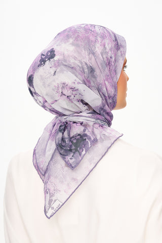 Moi Scarf Voile de Lin Kare Eşarp Lila