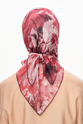 Moi Scarf Voile de Lin Kare Eşarp Kırmızı