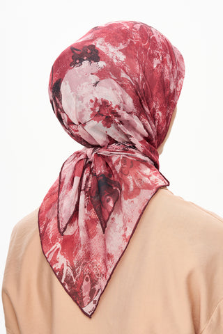 Moi Scarf Voile de Lin Kare Eşarp Kırmızı