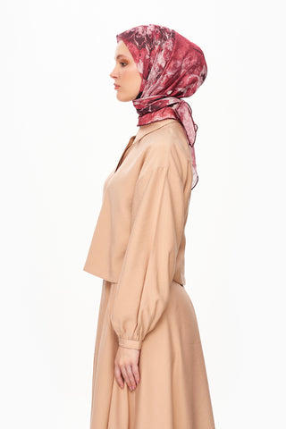 Moi Scarf Voile de Lin Kare Eşarp Kırmızı