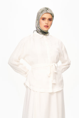 Moi Scarf Voile de Lin Kare Eşarp Yeşil