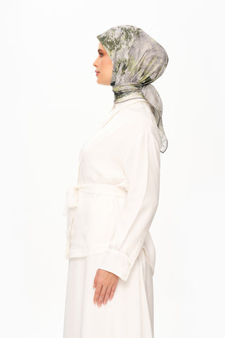 Moi Scarf Voile de Lin Kare Eşarp Yeşil