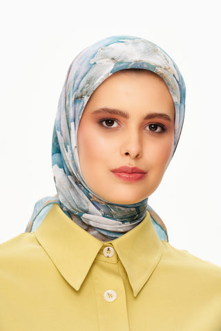 Moi Scarf Voile de Lin Kare Eşarp Yeşil