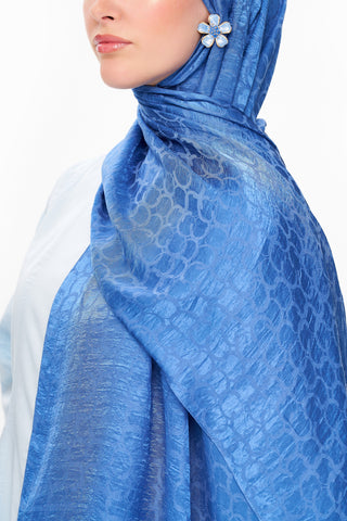 Moi Scarf Perle Premium Jakarlı Şal Saks