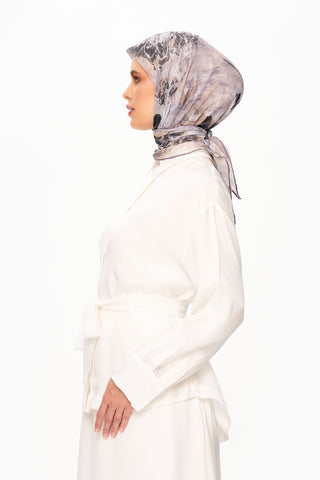 Moi Scarf Voile de Lin Kare Eşarp Koyu Gri