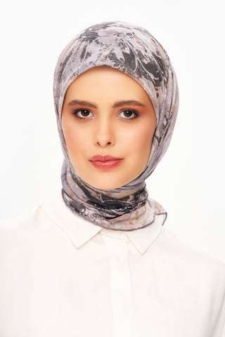 Moi Scarf Voile de Lin Kare Eşarp Koyu Gri