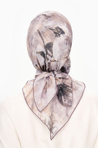 Moi Scarf Voile de Lin Kare Eşarp Koyu Gri