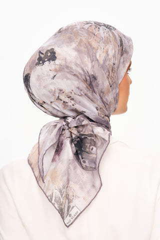 Moi Scarf Voile de Lin Kare Eşarp Koyu Gri