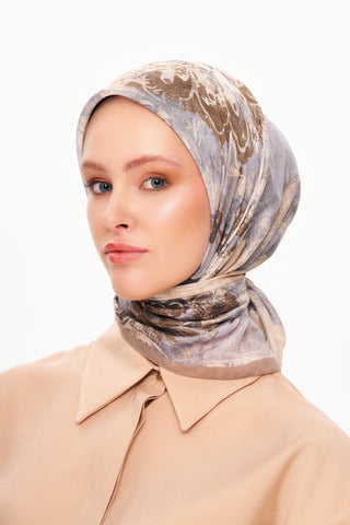 Moi Scarf Voile de Lin Kare Eşarp Taş