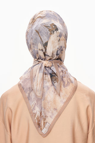 Moi Scarf Voile de Lin Kare Eşarp Taş