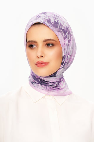 Moi Scarf Voile de Lin Kare Eşarp Mor