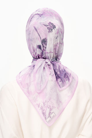Moi Scarf Voile de Lin Kare Eşarp Mor
