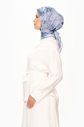 Moi Scarf Voile de Lin Kare Eşarp Pastel Mavi