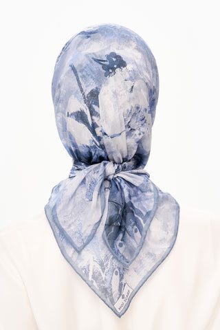 Moi Scarf Voile de Lin Kare Eşarp Pastel Mavi