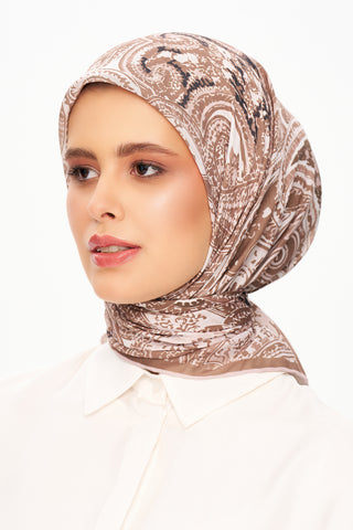 Moi Scarf Élégance Céleste Superior Soft Kare Eşarp Kahverengi