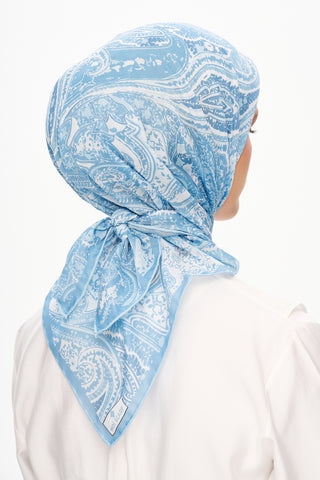 Moi Scarf Élégance Céleste Superior Soft Kare Eşarp Bebe Mavi
