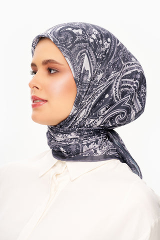 Moi Scarf Élégance Céleste Superior Soft Kare Eşarp Koyu Füme