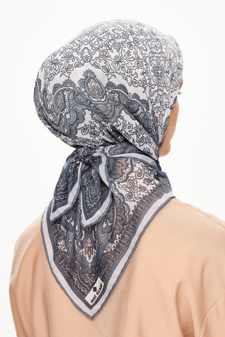 Moi Scarf Éternité Baroque Superior Soft Kare Eşarp Koyu Gri