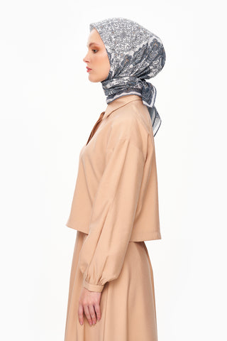 Moi Scarf Éternité Baroque Superior Soft Kare Eşarp Koyu Gri