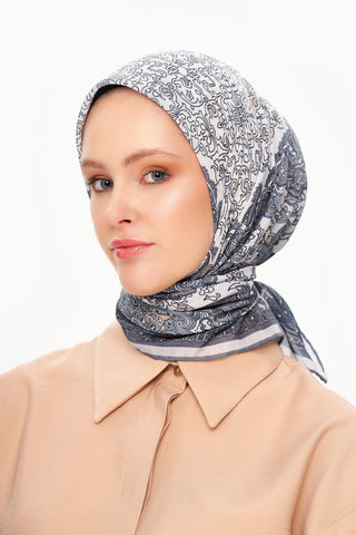 Moi Scarf Éternité Baroque Superior Soft Kare Eşarp Koyu Gri