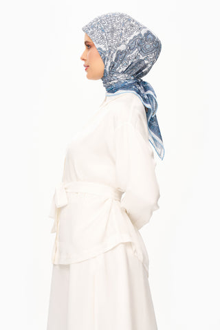 Moi Scarf Éternité Baroque Superior Soft Kare Eşarp Mavi