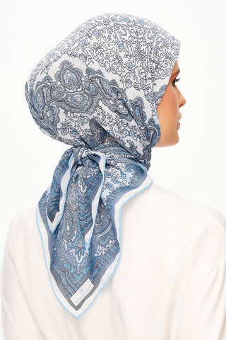 Moi Scarf Éternité Baroque Superior Soft Kare Eşarp Mavi