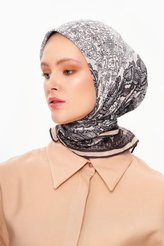 Moi Scarf Éternité Baroque Superior Soft Kare Eşarp Acı Kahve