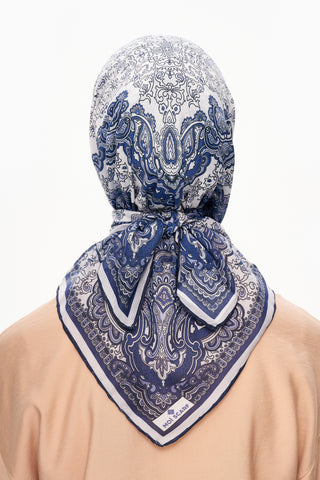Moi Scarf Éternité Baroque Superior Soft Kare Eşarp Koyu Mavi