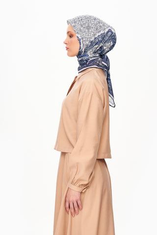 Moi Scarf Éternité Baroque Superior Soft Kare Eşarp Koyu Mavi