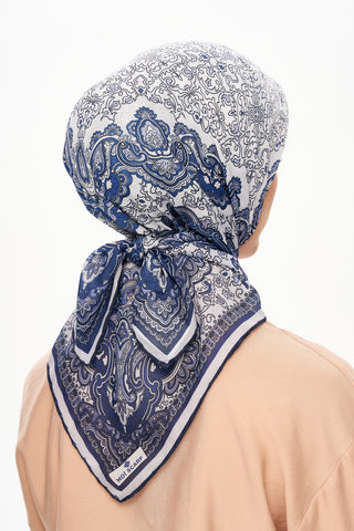 Moi Scarf Éternité Baroque Superior Soft Kare Eşarp Koyu Mavi