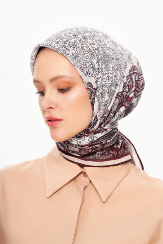 Moi Scarf Éternité Baroque Superior Soft Kare Eşarp Bordo