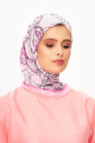 Moi Scarf Chaîne Éternelle Superior Soft Kare Eşarp Pembe