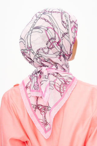 Moi Scarf Chaîne Éternelle Superior Soft Kare Eşarp Pembe