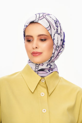 Moi Scarf Chaîne Éternelle Superior Soft Kare Eşarp Mor