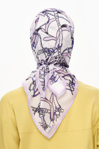 Moi Scarf Chaîne Éternelle Superior Soft Kare Eşarp Mor
