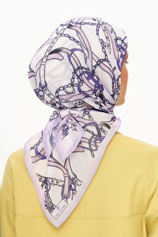 Moi Scarf Chaîne Éternelle Superior Soft Kare Eşarp Mor