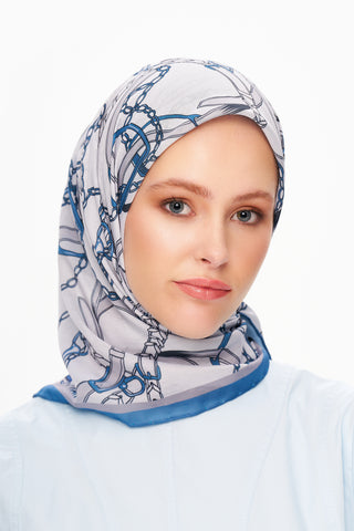 Moi Scarf Chaîne Éternelle Superior Soft Kare Eşarp Mavi