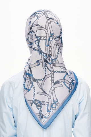 Moi Scarf Chaîne Éternelle Superior Soft Kare Eşarp Mavi