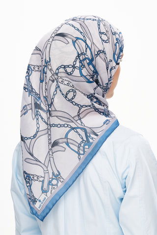 Moi Scarf Chaîne Éternelle Superior Soft Kare Eşarp Mavi
