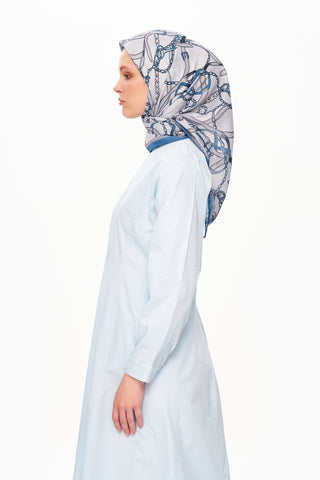 Moi Scarf Chaîne Éternelle Superior Soft Kare Eşarp Mavi