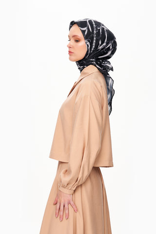 Moi Scarf Chaîne Éternelle Superior Soft Kare Eşarp Siyah