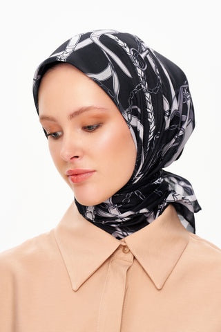 Moi Scarf Chaîne Éternelle Superior Soft Kare Eşarp Siyah