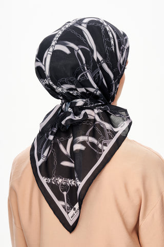 Moi Scarf Chaîne Éternelle Superior Soft Kare Eşarp Siyah