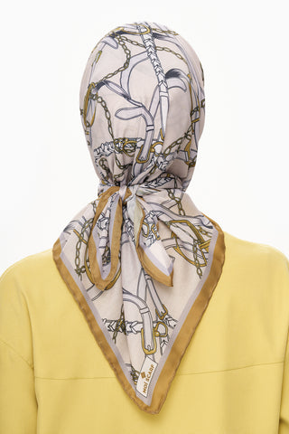 Moi Scarf Chaîne Éternelle Superior Soft Kare Eşarp Bej