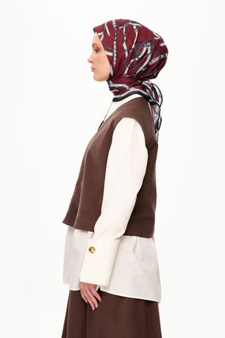 Moi Scarf Chaîne Éternelle Superior Soft Kare Eşarp Bordo