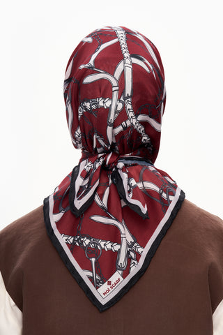 Moi Scarf Chaîne Éternelle Superior Soft Kare Eşarp Bordo