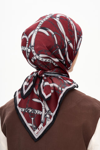 Moi Scarf Chaîne Éternelle Superior Soft Kare Eşarp Bordo