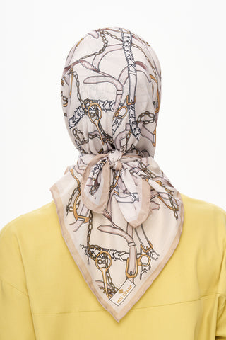 Moi Scarf Chaîne Éternelle Superior Soft Kare Eşarp Ekru