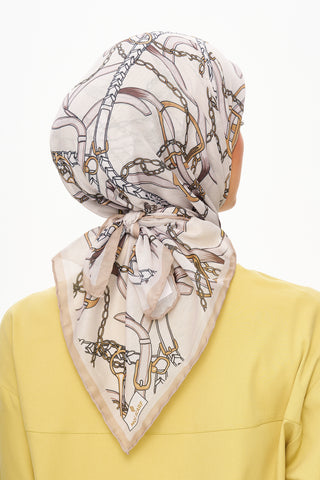 Moi Scarf Chaîne Éternelle Superior Soft Kare Eşarp Ekru