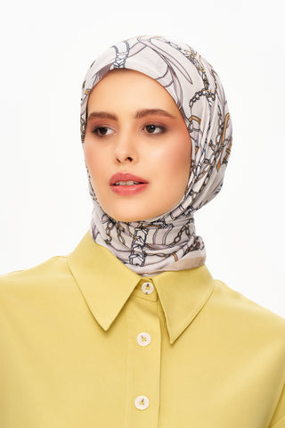Moi Scarf Chaîne Éternelle Superior Soft Kare Eşarp Ekru